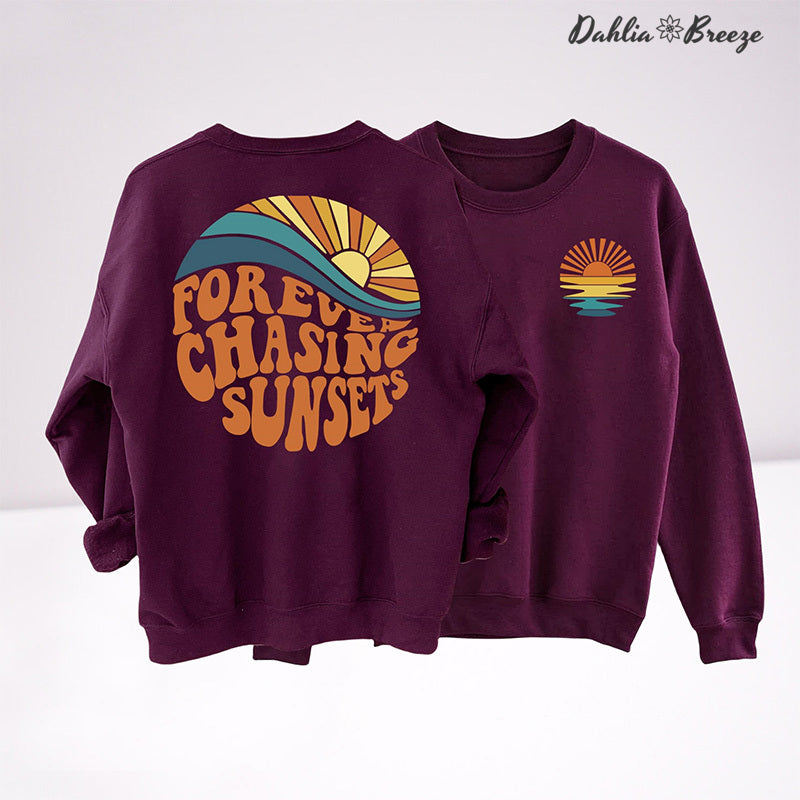 Sweat-shirt esthétique Forever Chasing Sunsets Beach