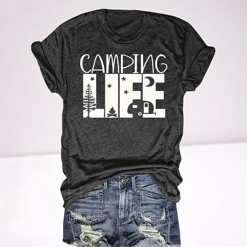 T-shirt ras du cou imprimé Camping Life