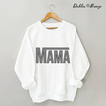 Sweat-shirt rétro Mama à carreaux