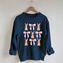 Sweat-shirt Joyeuses Pâques avec nœud en forme de lapin