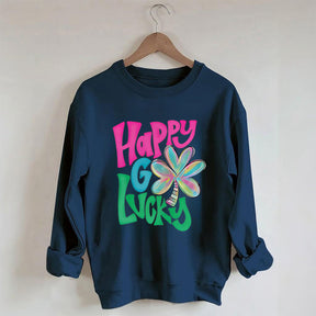 Kleeblatt-Sweatshirt „Happy Go Lucky“.