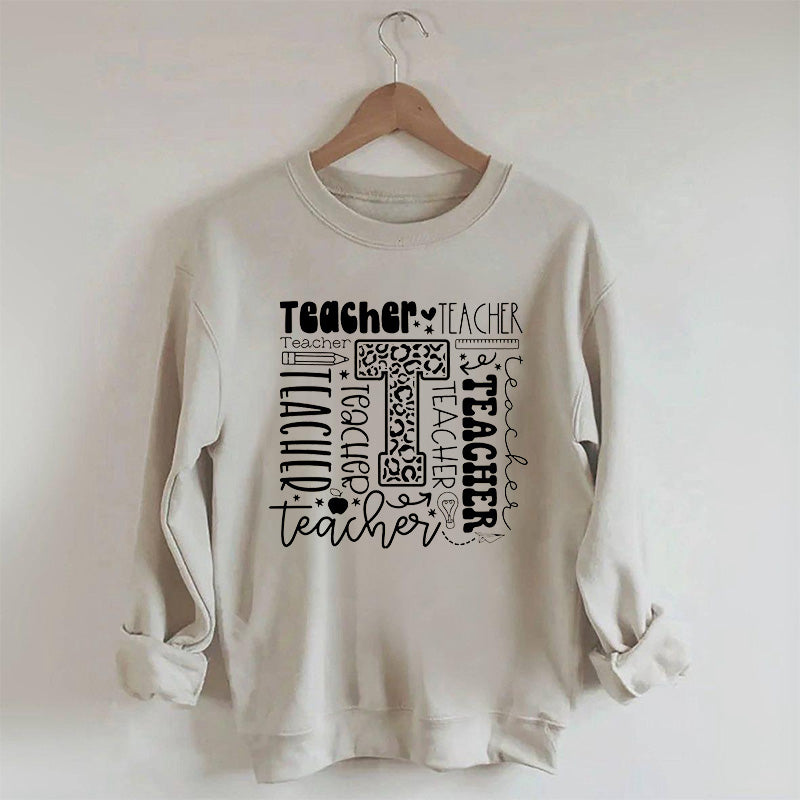 Lehrer-Sweatshirt mit Buchstaben-Print