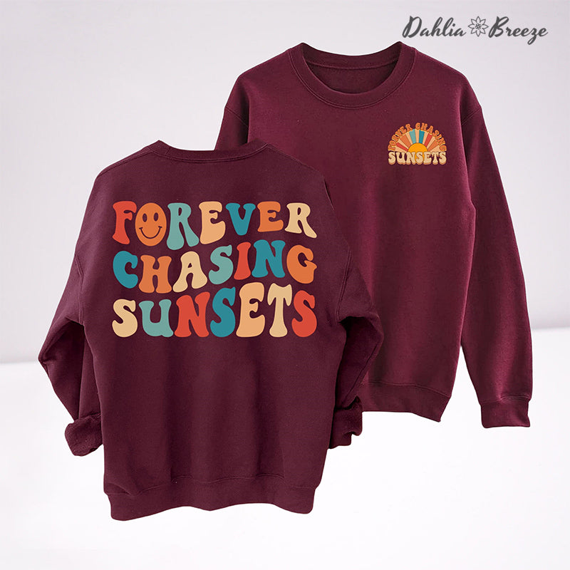 Sweat-shirt à col rond Forever Chasing Sunsets
