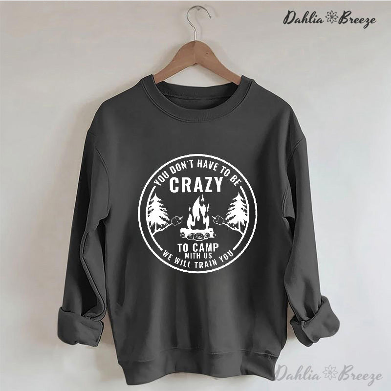 Sweat-shirt drôle à col rond Crazy Camping