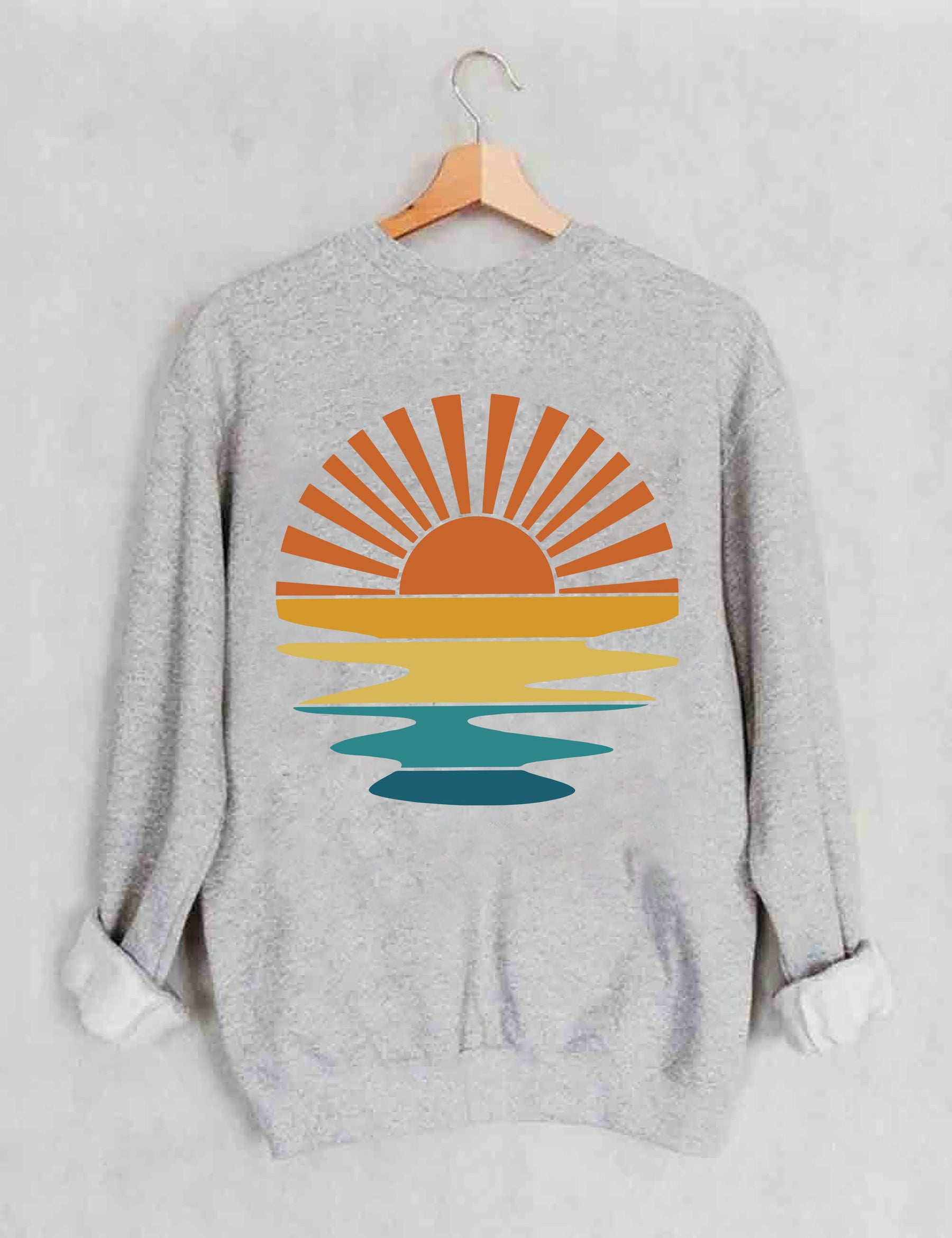 Retro Sunset Rays Wavy Sweatshirt