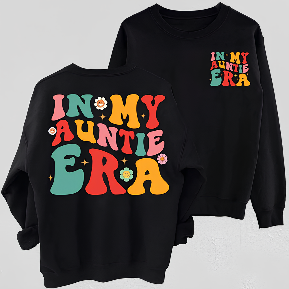Sweat-shirt imprimé sur le côté In My Auntie Era 2