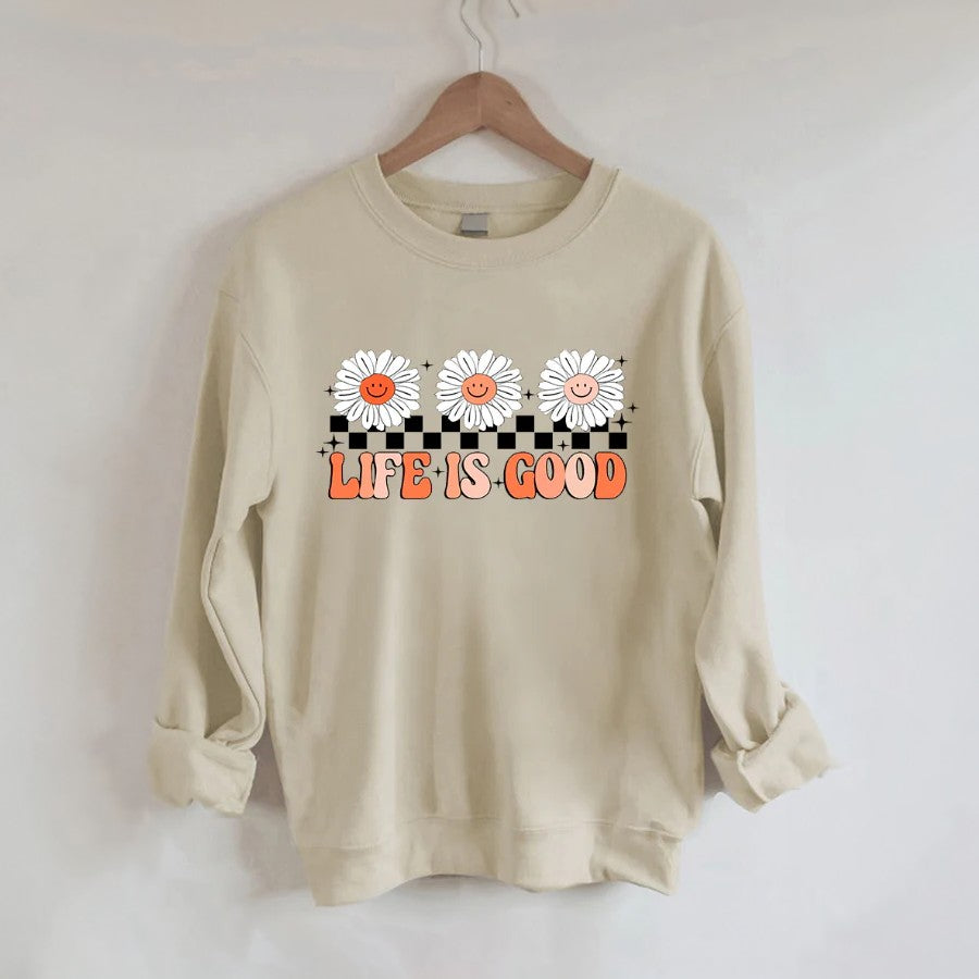 Sweat-shirt à fleurs imprimé alphabet