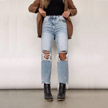 Zerrissene Vintage-Jeans mit hoher Taille