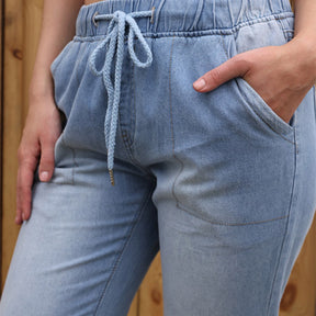 Jean ample décontracté à taille élastique