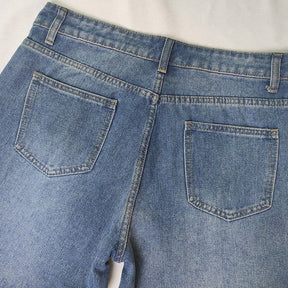 Jean rétro taille moyenne à jambe large