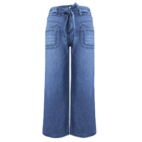 Lockere Schlagjeans mit weitem Bein und hoher Taille