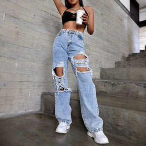 Zerrissene Straßenjeans