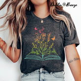 T-shirt imprimé plante florale Book Lover