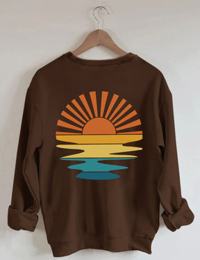 Retro Sunset Rays Wavy Sweatshirt