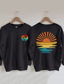 Sweat-shirt ondulé rétro Sunset Rays