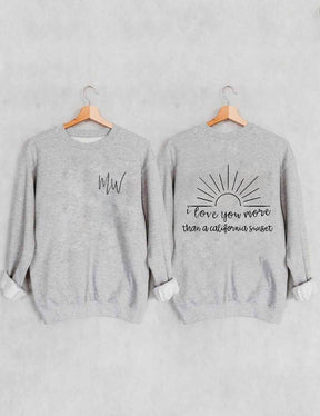 Sweat-shirt Je t'aime plus au coucher du soleil
