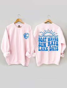 Sweat-shirt Bateau Vagues Rayons du Soleil Jours du Lac
