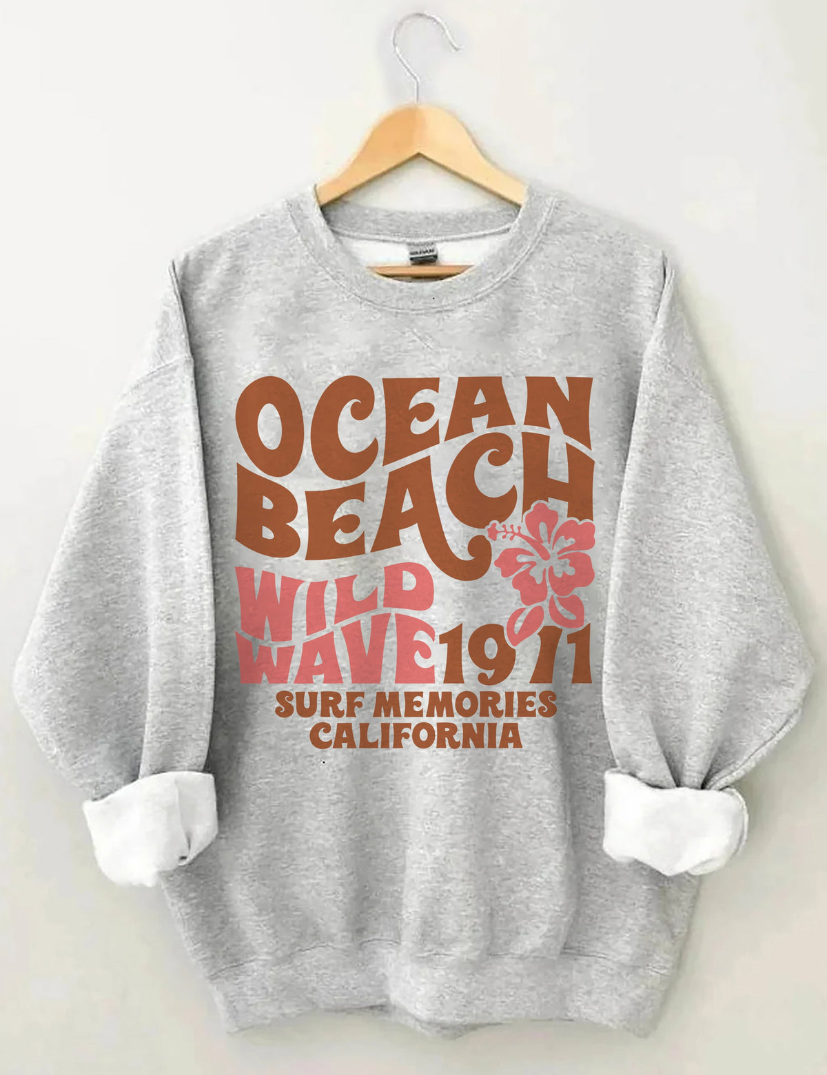 Ocean Beach Wild Wave 1971 Surf Memories Californie Sweatshirt