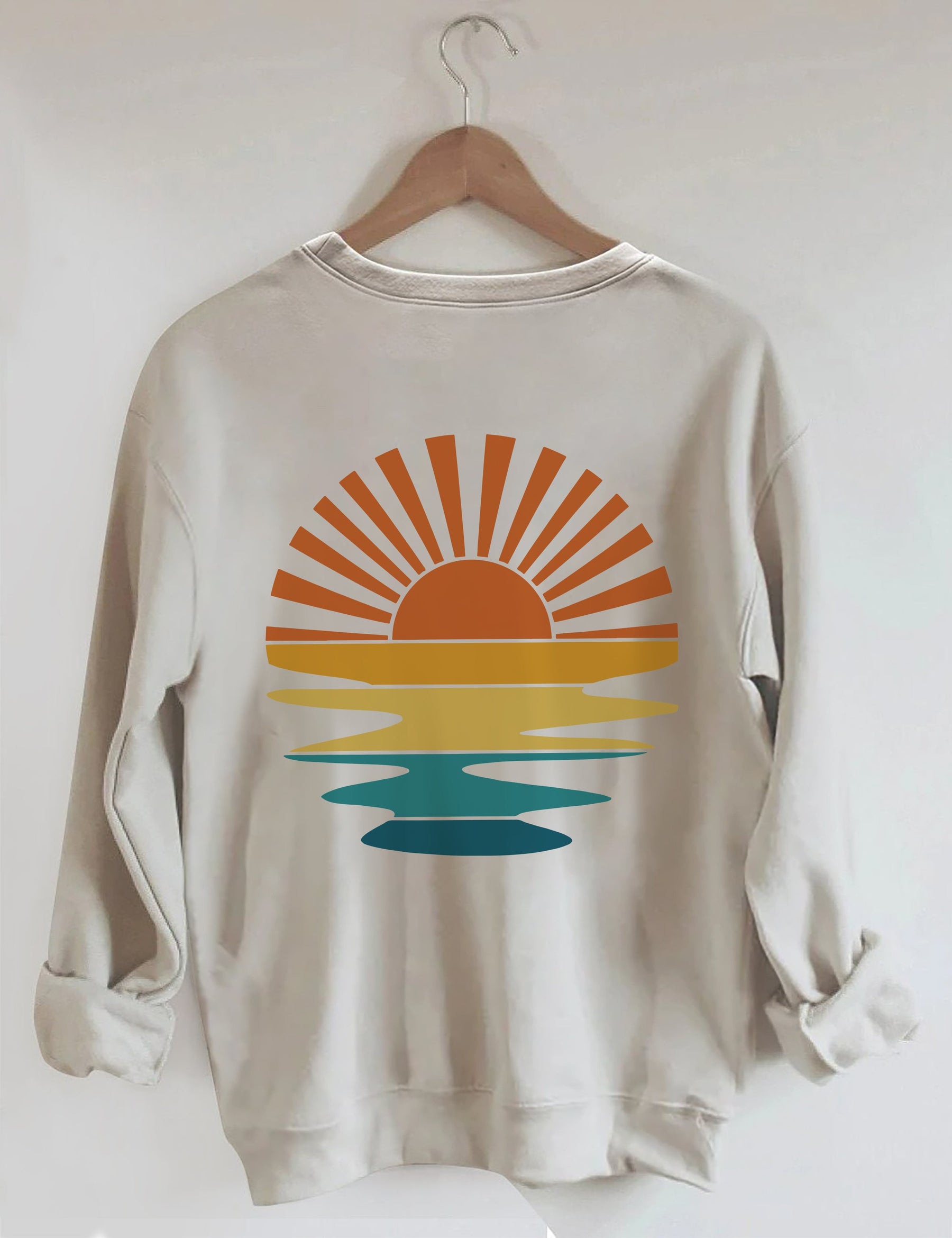 Retro Sunset Rays Wavy Sweatshirt