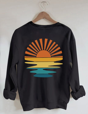 Retro Sunset Rays Wavy Sweatshirt