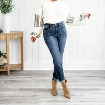 Jean slim taille haute élégant 