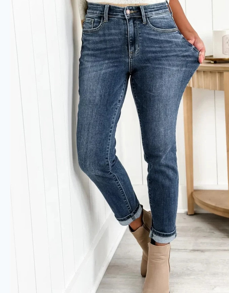 Jean slim taille haute élégant 