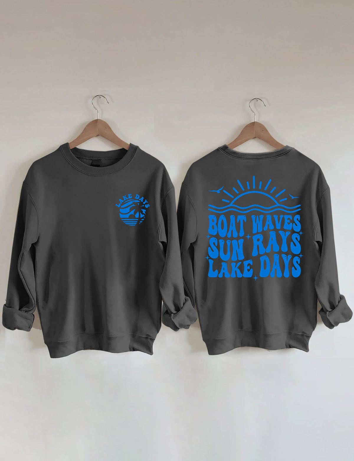 Sweat-shirt Bateau Vagues Rayons du Soleil Jours du Lac