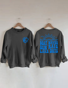 Sweat-shirt Bateau Vagues Rayons du Soleil Jours du Lac