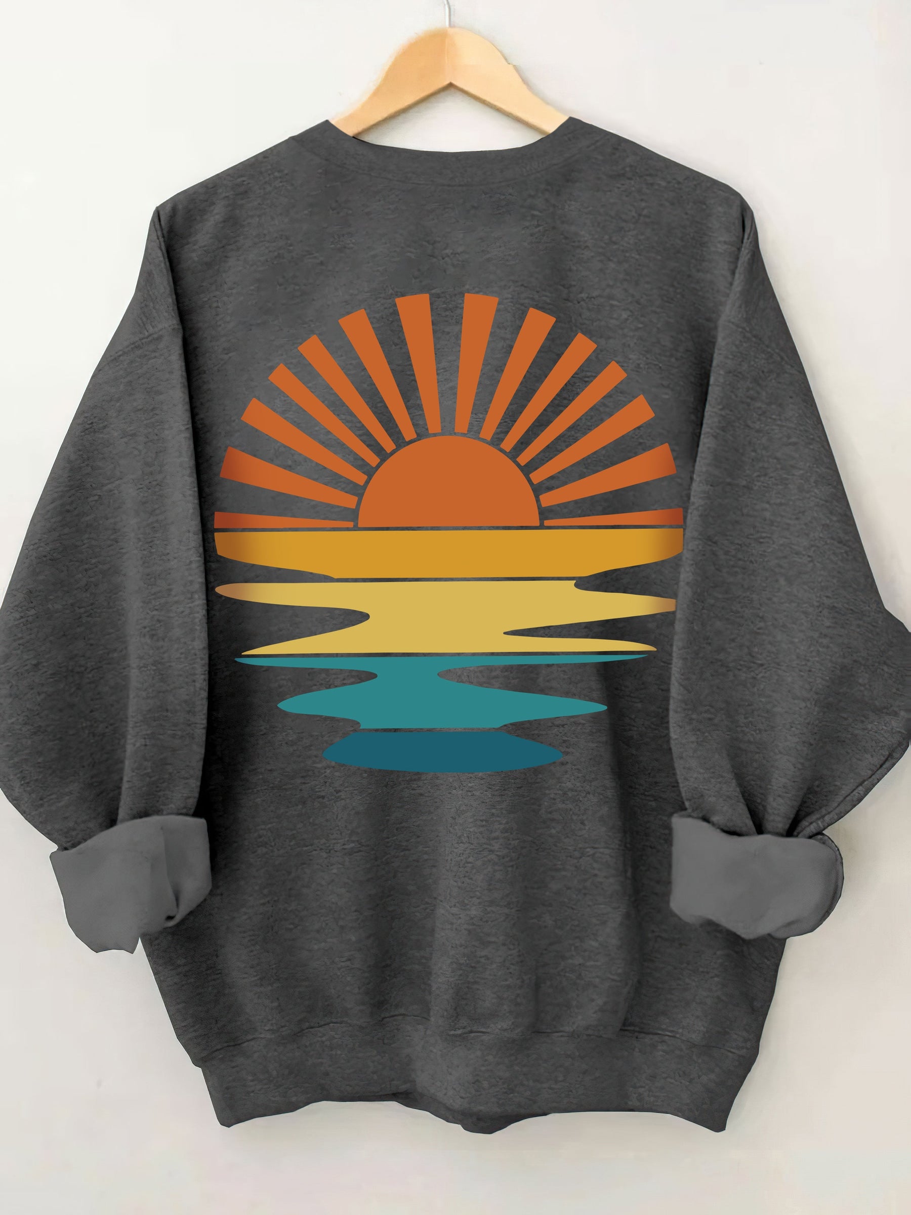 Retro Sunset Rays Wavy Sweatshirt