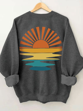 Retro Sunset Rays Wavy Sweatshirt