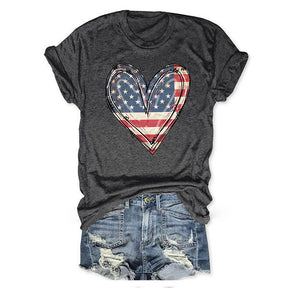 T-shirt coeur drapeau américain
