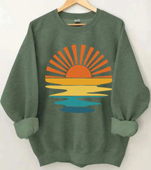 Sweat-shirt ondulé rétro Sunset Rays