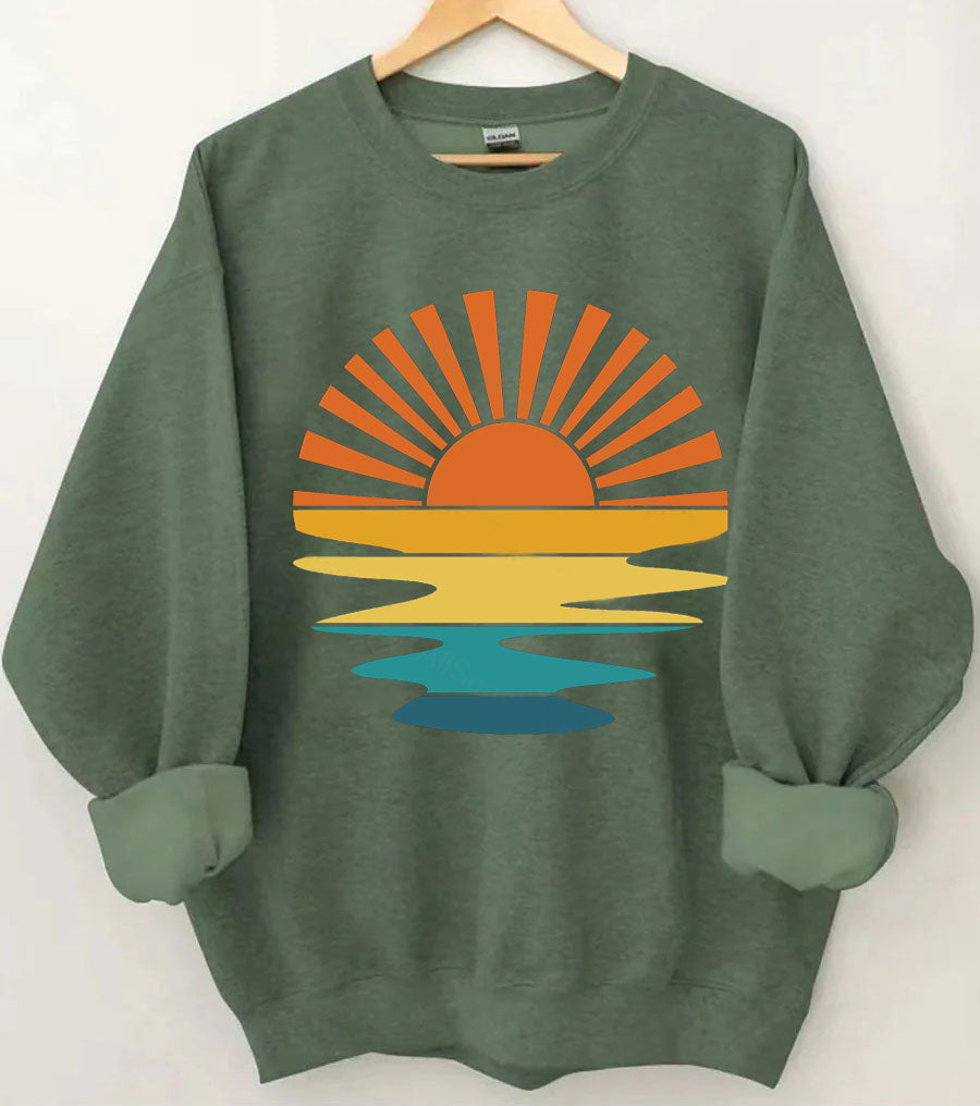 Sweat-shirt ondulé rétro Sunset Rays