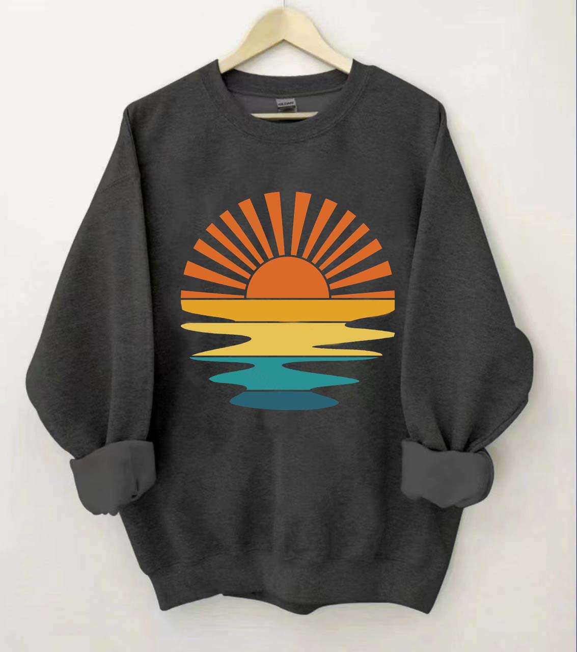 Sweat-shirt ondulé rétro Sunset Rays