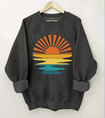 Sweat-shirt ondulé rétro Sunset Rays