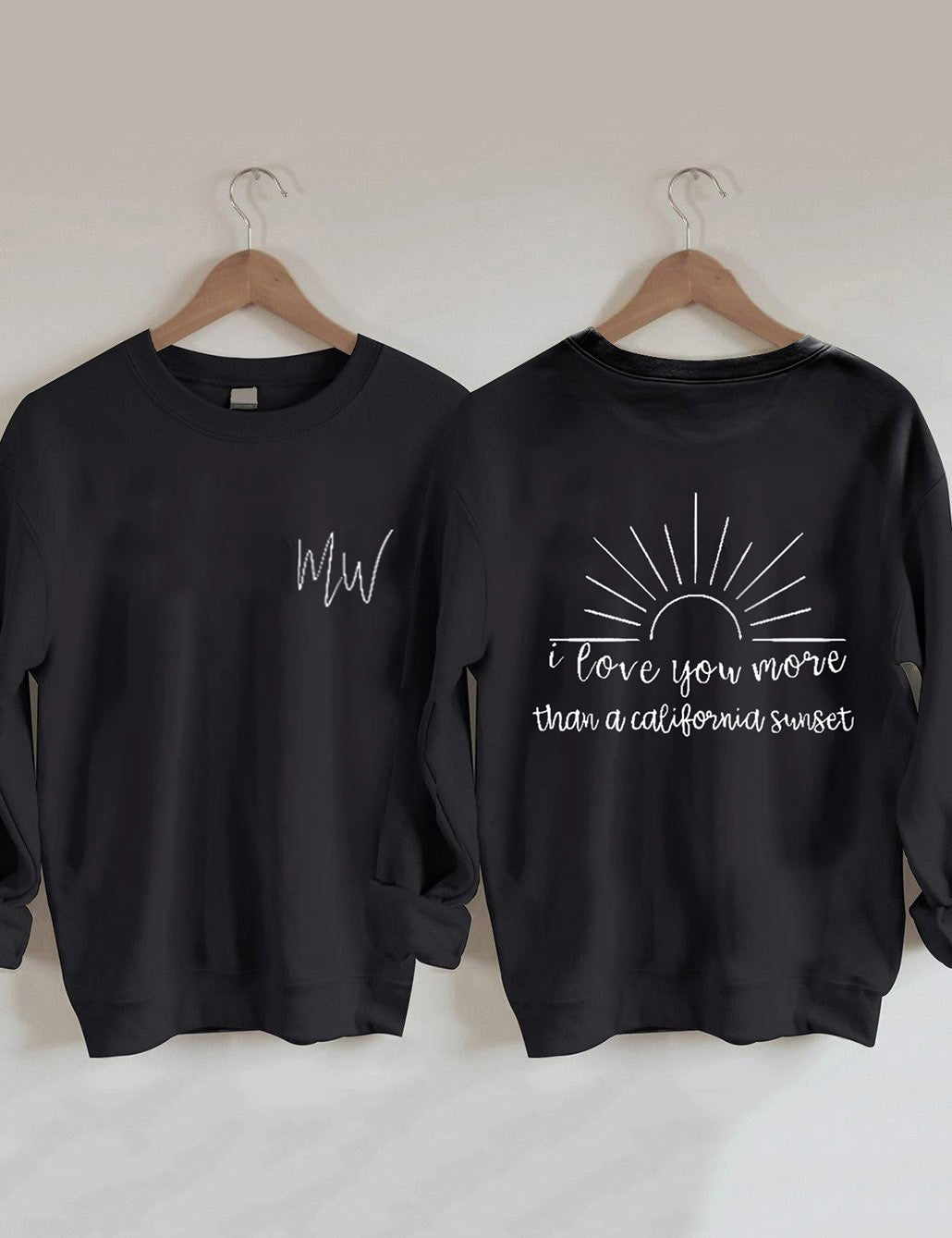 Sweat-shirt Je t'aime plus au coucher du soleil
