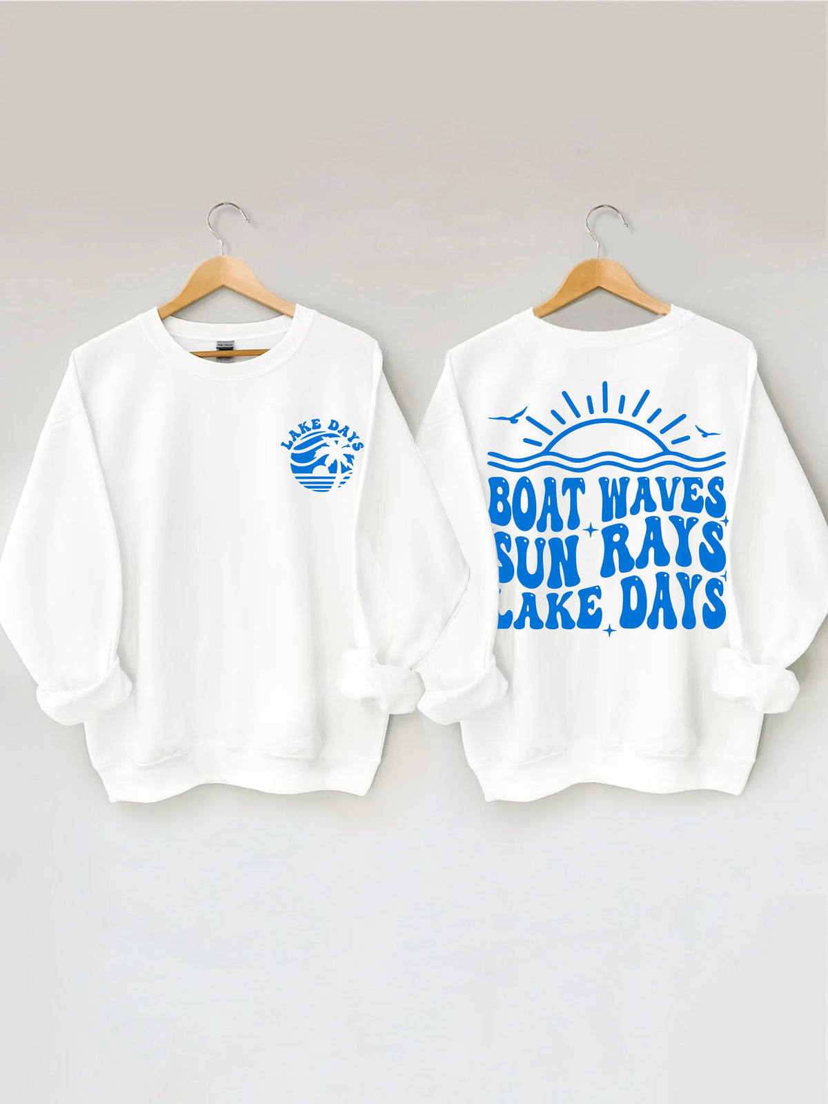 Sweat-shirt Bateau Vagues Rayons du Soleil Jours du Lac
