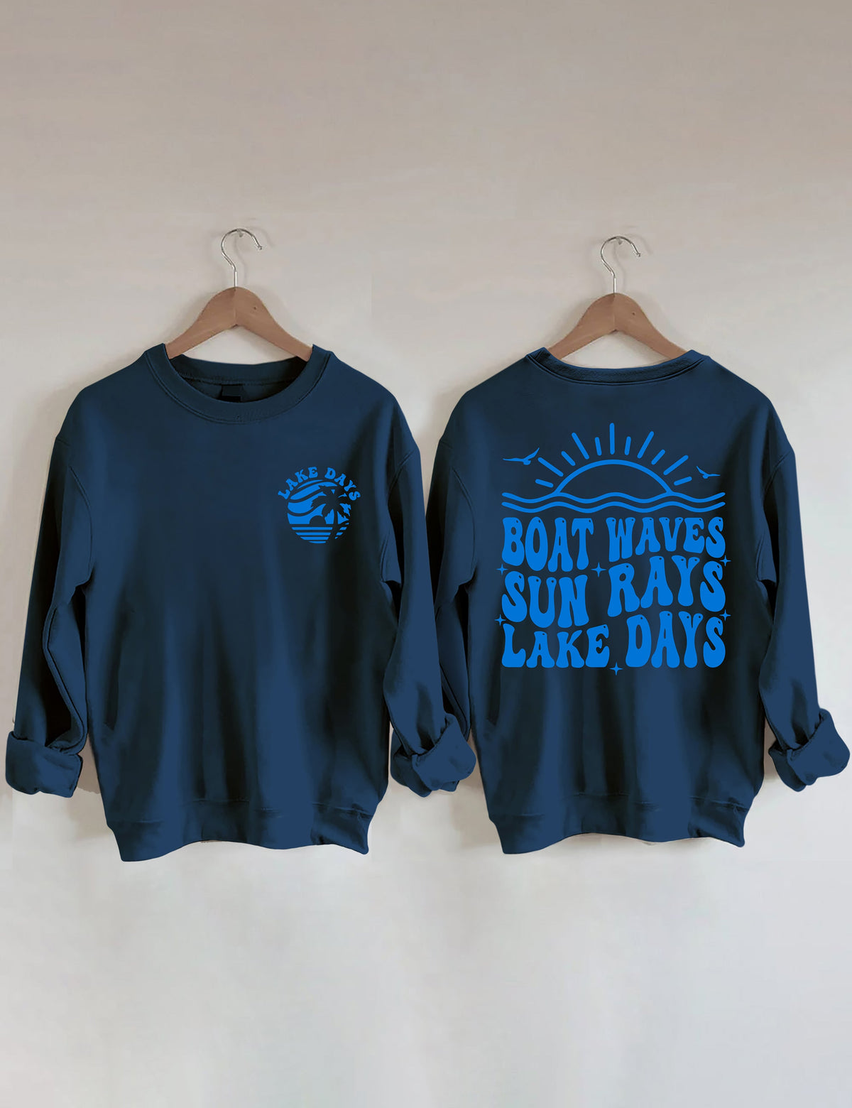 Sweat-shirt Bateau Vagues Rayons du Soleil Jours du Lac