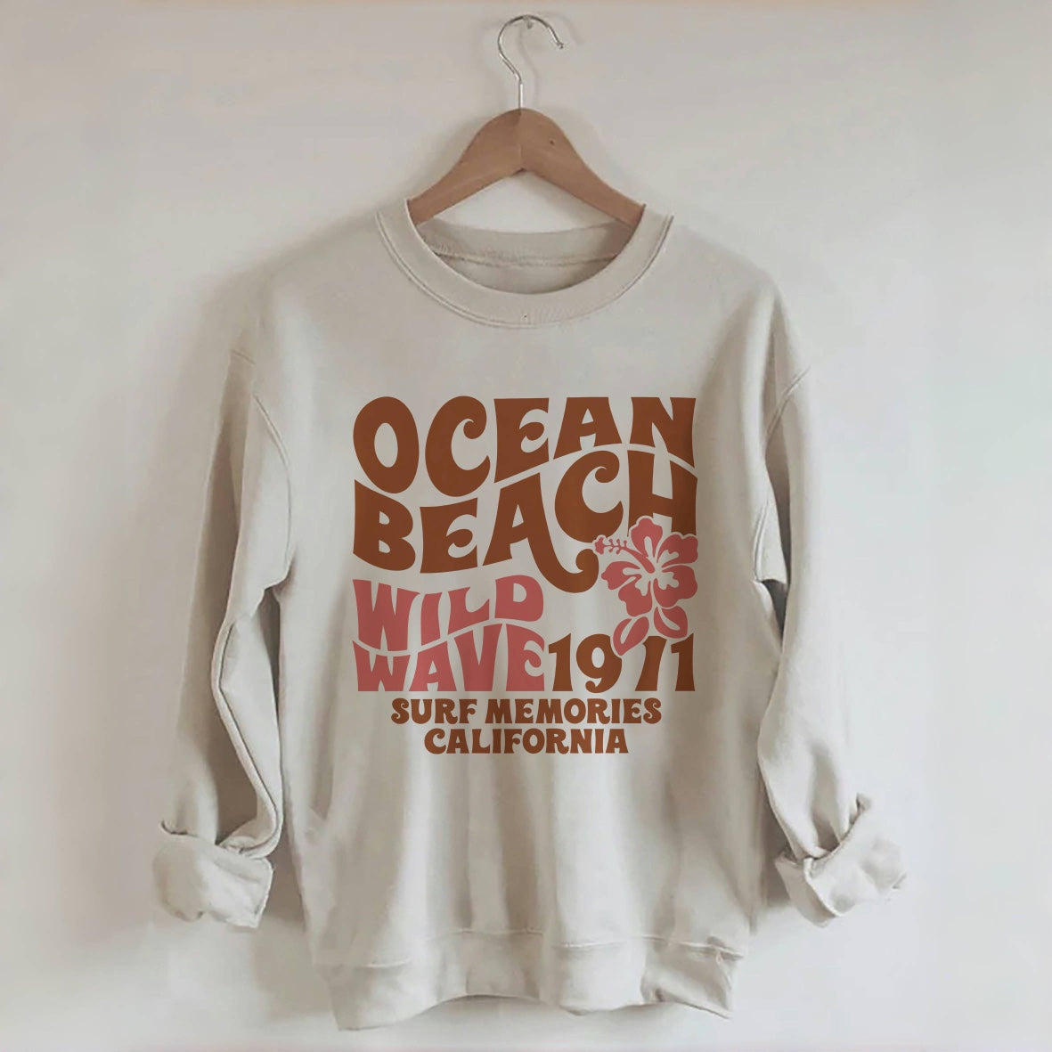 Ocean Beach Wild Wave 1971 Surf Memories Californie Sweatshirt