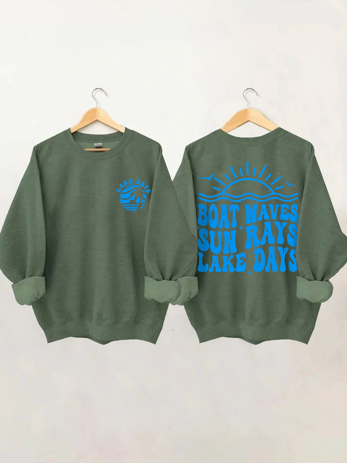 Sweat-shirt Bateau Vagues Rayons du Soleil Jours du Lac