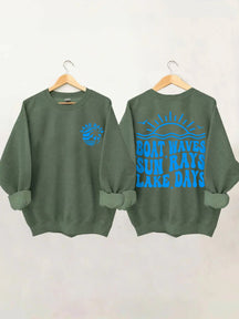 Sweat-shirt Bateau Vagues Rayons du Soleil Jours du Lac