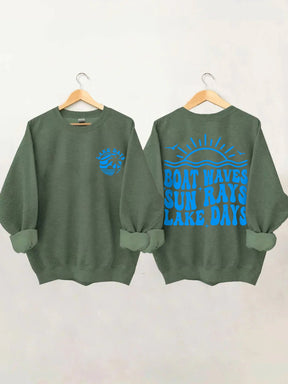 Boat Waves Sun Rays Lake Days Sweatshirt
