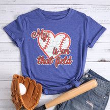 T-shirt de baseball Mon cœur est sur ce terrain