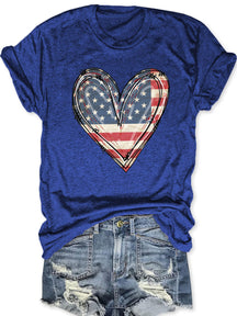 T-shirt coeur drapeau américain