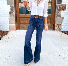 Jean large taille haute légèrement extensible 