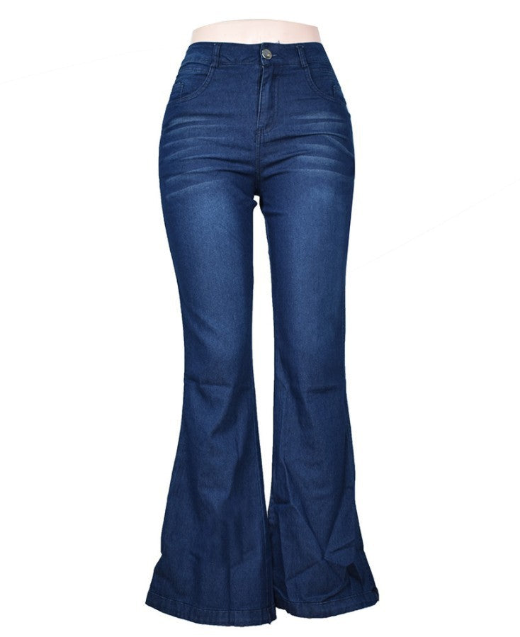 Leicht dehnbare Jeans mit weitem Bein und hohem Bund 