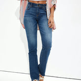 Jean extensible à la mode taille haute 