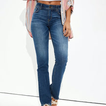 Jean extensible à la mode taille haute 