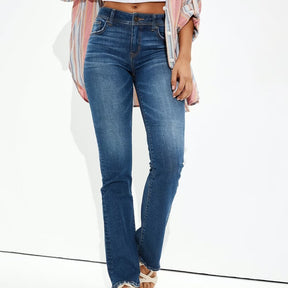 Jean extensible à la mode taille haute 