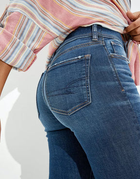 Jean extensible à la mode taille haute 